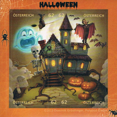 Halloween postzegelblok Oostenrijk