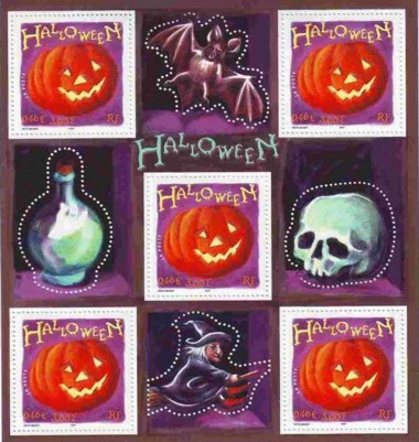 Halloween postzegelblok Frankrijk