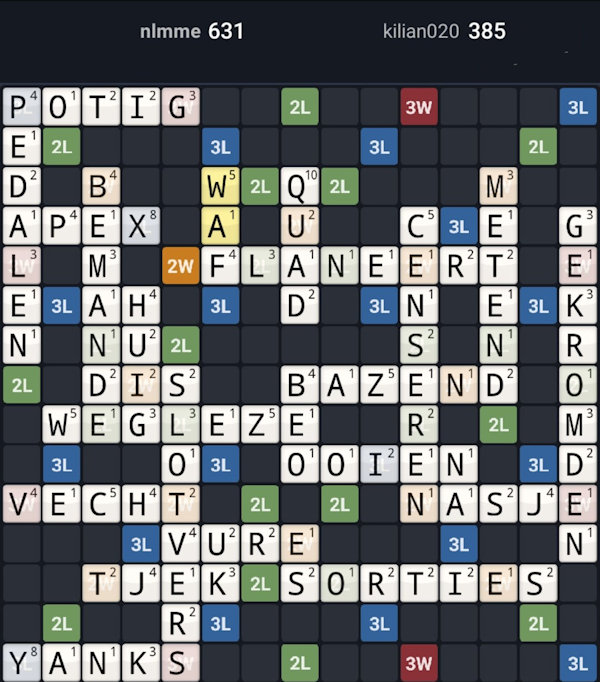 1016 punten in WordFeud