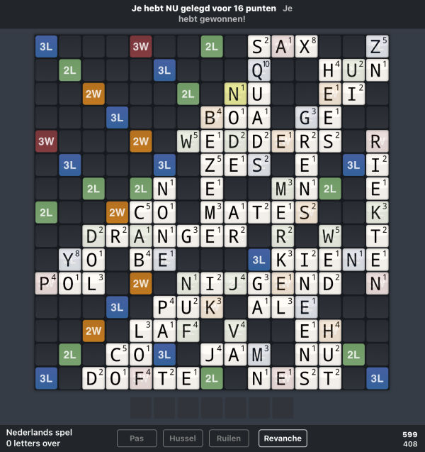 1007 punten in WordFeud